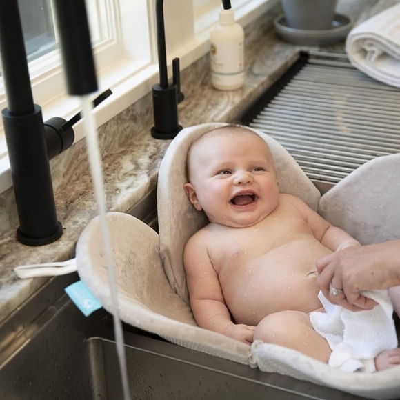 Blooming Bath Lotus Baby Bath Mat Gray Light Yellow 4 Petal Baby Sink Cushion - Picture 4 of 14